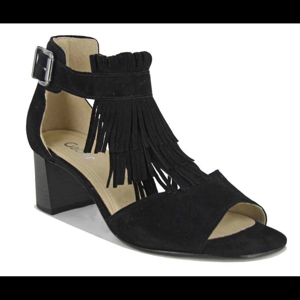 Gabor Suede Fringe Sandal Black 65.802.17